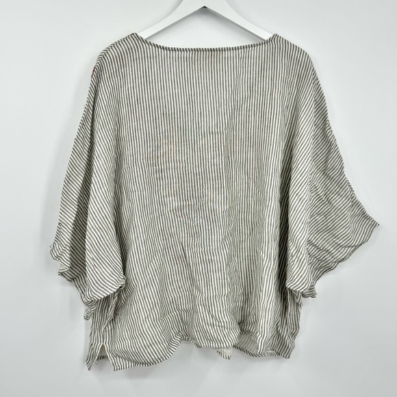 Savanna Jane Floral Embroidered Cotton Boxy Relaxed Striped Pullover Top Size 3X - Picture 6 of 8